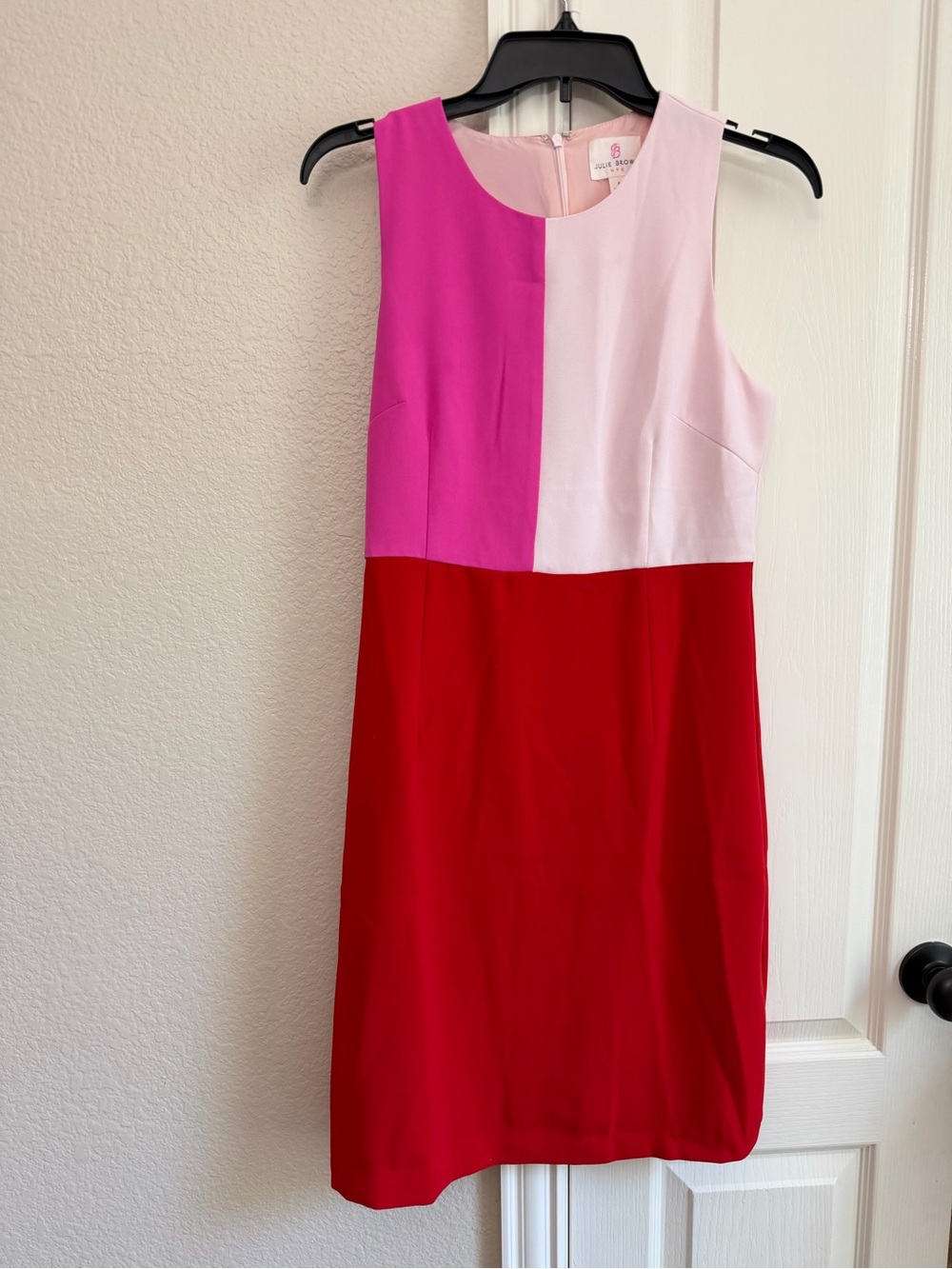 JB by Julie Colorblock Sheath Dress Red Light Pink & Hot Pink size 4